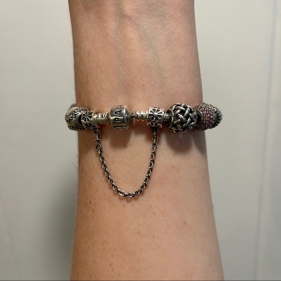 Silver Pandora Bracelet with 13 Charms - Picture 4 of 11